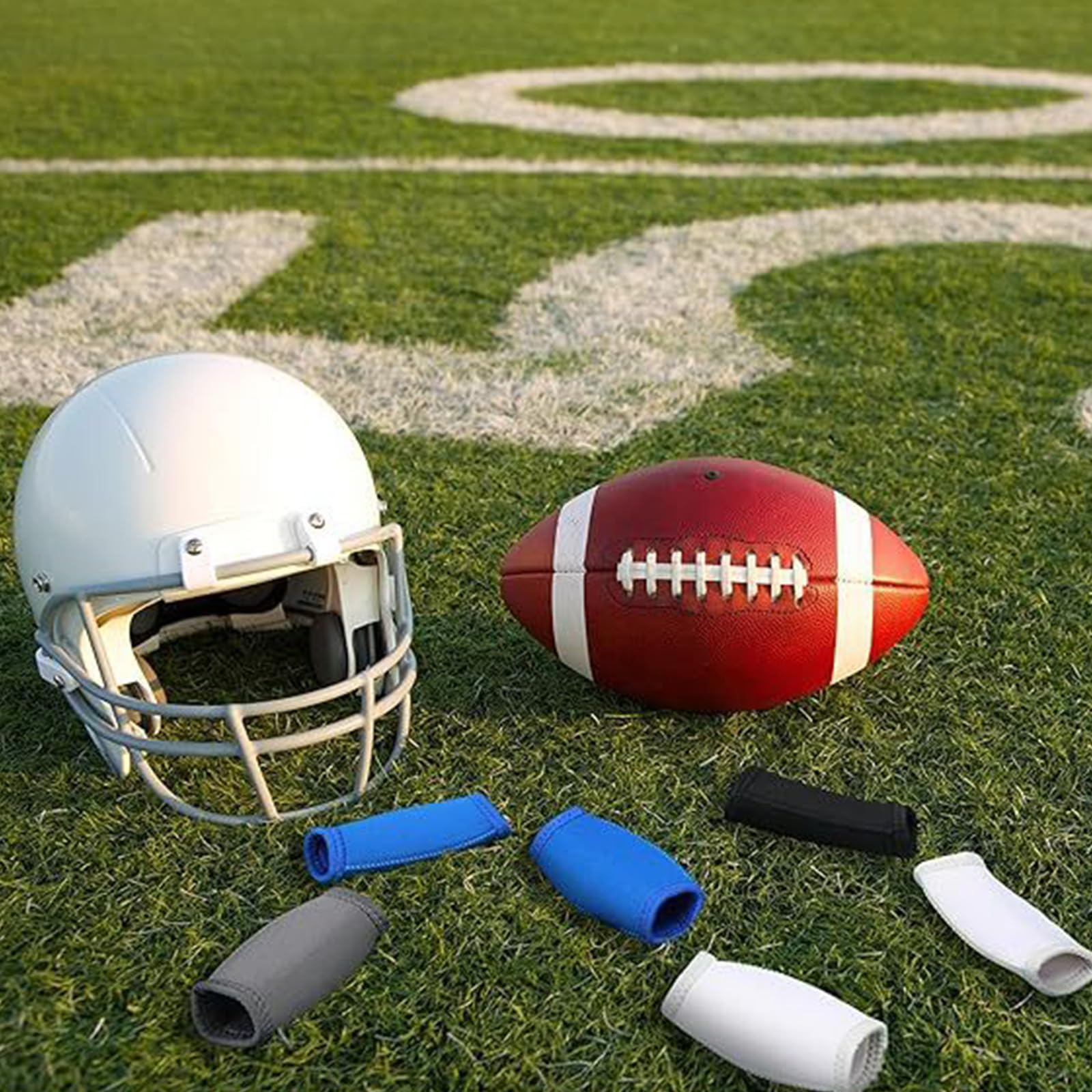 WWHJR Mentonnière De Football – Coussin De Protection En Polyester – Respirant – Lavable En Machine – Pour Casque De Foot, Ski, Vélo – Noir/blanc/bleu/gris