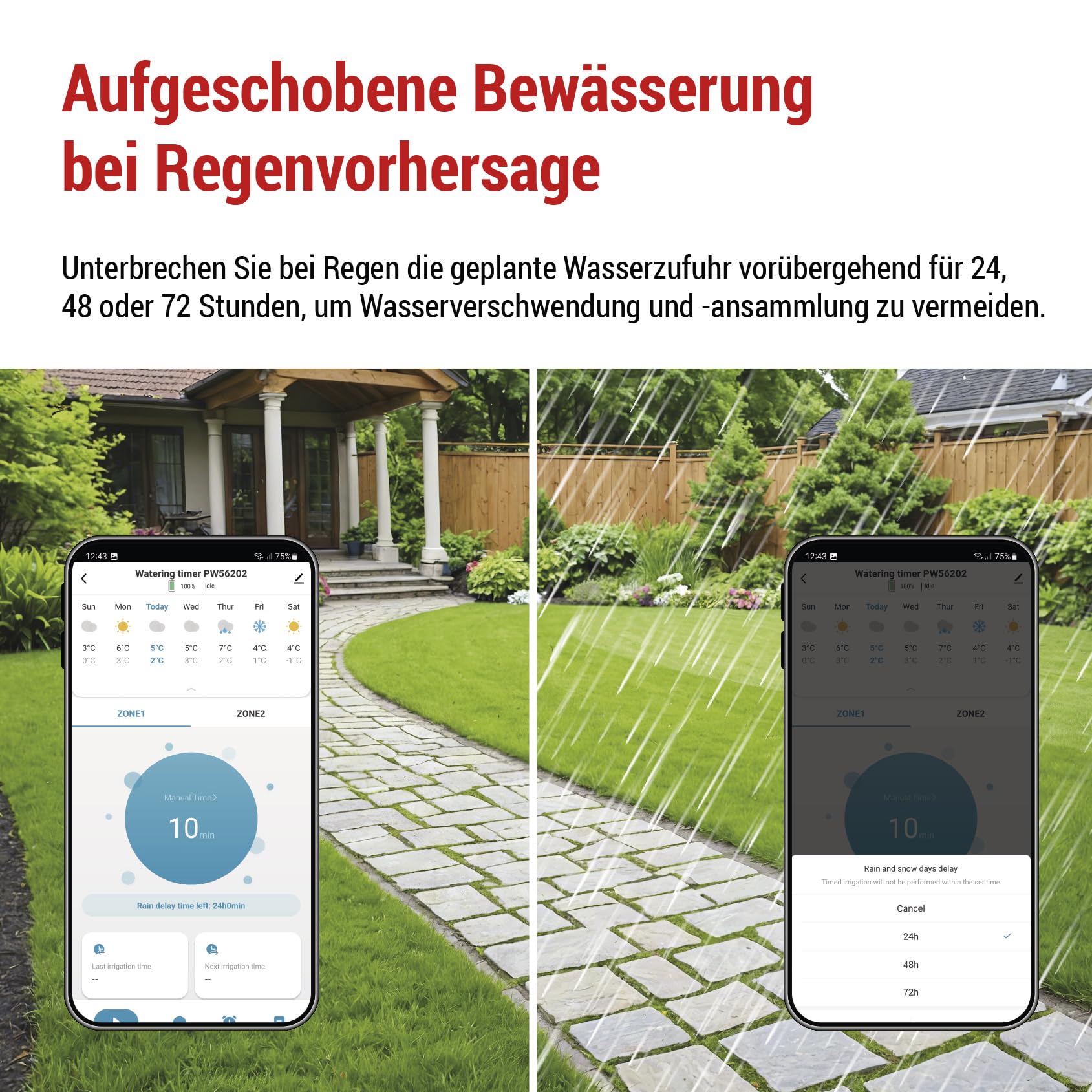 EMOS - Reloj inteligente de riego con 2 salidas con aplicación, Bluetooth - Requiere concentrador ZigBee - Funciona con pilas - Control de riego automatizado 1min-24h, 8bar, 35l/min - para roscas de 1