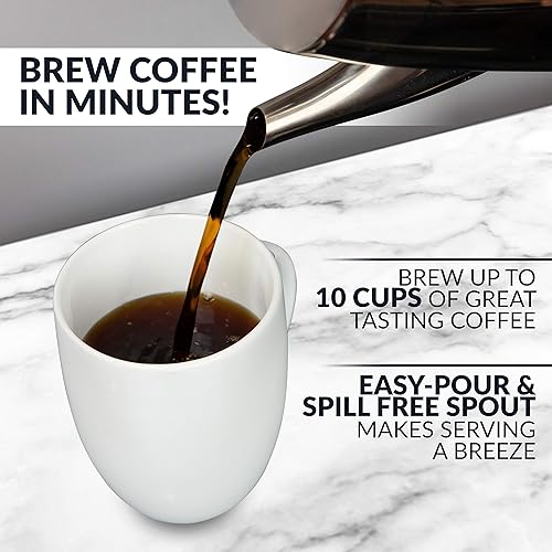 Miniatura 5 de Homecraft HCPC10SS - Cafetera de acero inoxidable para 10 tazas, boquilla de fácil vertido, luz indicadora LED, función de mantener caliente