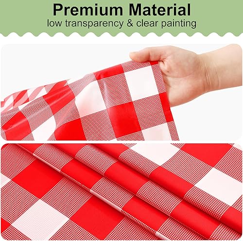 Miniatura 8 de misaya Paquete de 4 manteles desechables de búfalo, mantel de plástico impermeable de 54 x 108 pulgadas, manteles rectangulares a cuadros rojos y