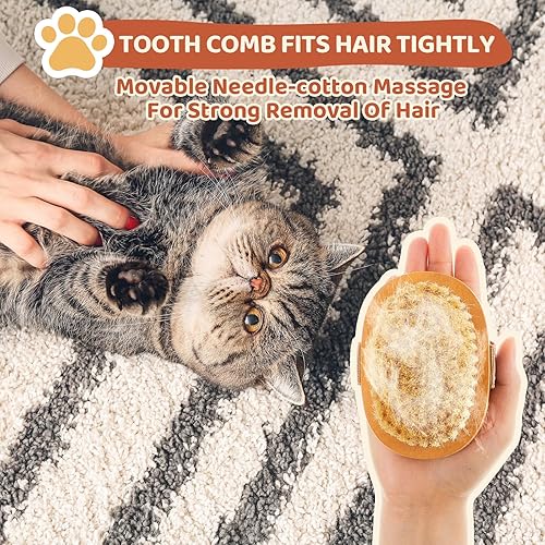 Miniatura 6 de Suclain Cepillo de cerdas para perros y gatos, cepillo suave para perros de pelo corto, cepillo ovalado de haya, con cerdas de jabalí y banda