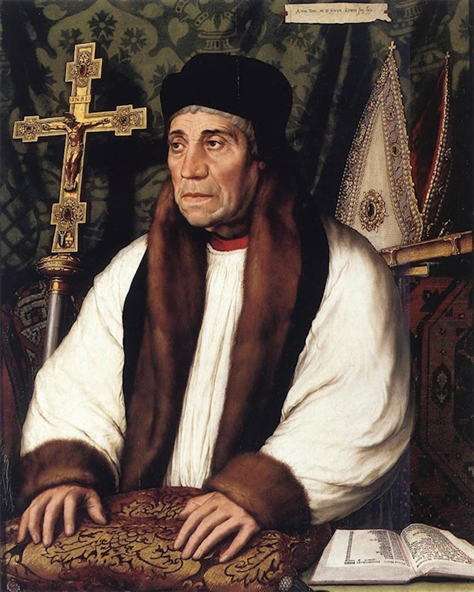 Mural de lienzo vertical 60x90cm: retrato histórico de William Warham por Hans Holbein 5