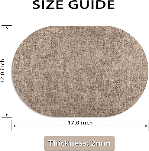 Miniatura 6 de Juego de 8 manteles individuales antideslizantes, resistentes al calor, ovalados, de piel sintética, de doble capa, impermeables, fáciles de