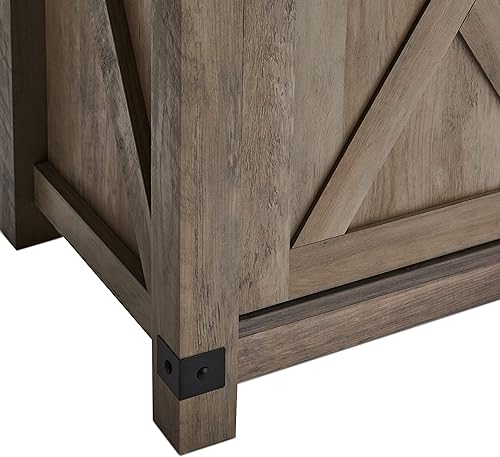 Miniatura 4 de ROCKPOINT Soporte de consola de almacenamiento con puerta de granero individual para televisores de hasta 55 pulgadas, 44 pulgadas, gris lavado