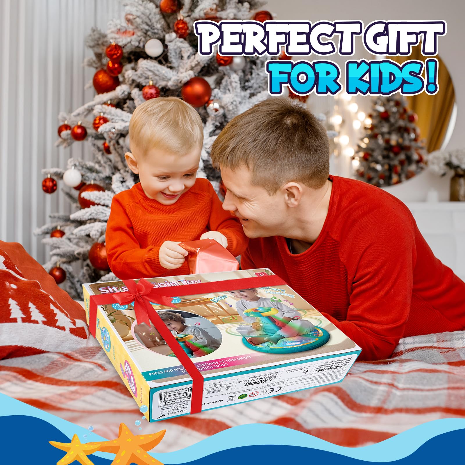 Sit and Spin, regalo de cumpleaños de Navidad, juguete para sentarse y girar para niños de 3 a 4 años, juguetes giratorios sensoriales interactivos oceánicos de 360° para edades de 2 a 10 8