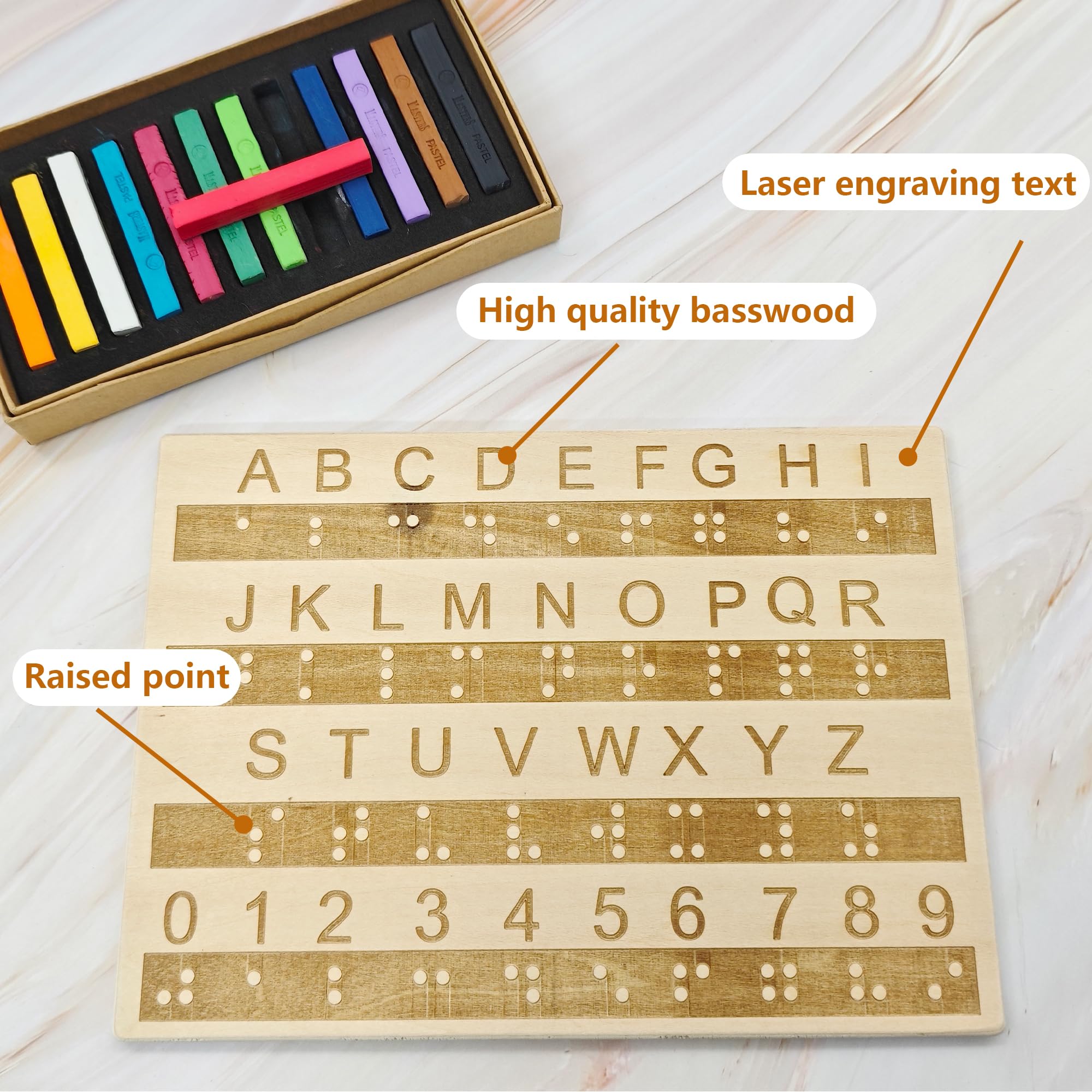 Braille De Madera Tablero Del Alfabeto Braille De Letras De Madera Que Practican Braille Letras Y Números Herramientas De Aprendizaje De Braille para Discapacidad (Madera, 22 x 16 CM)