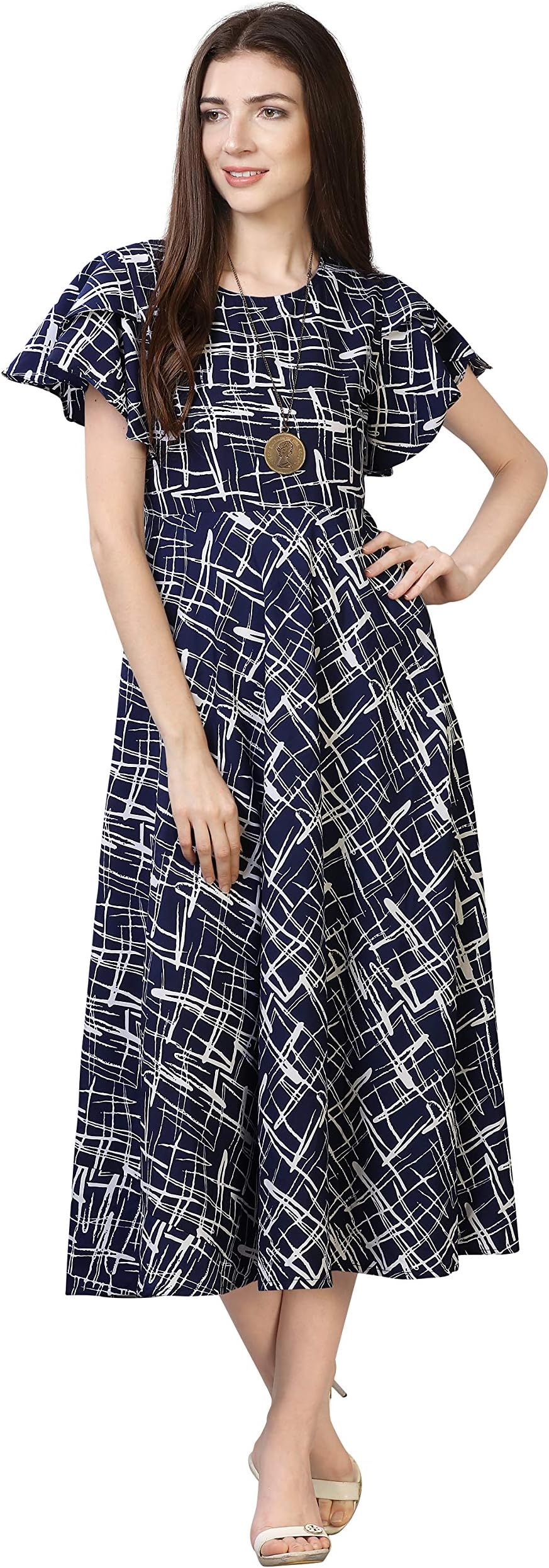 Women's Western & Fusion wear Midi Dresses for Women, Beach, Blue - md62