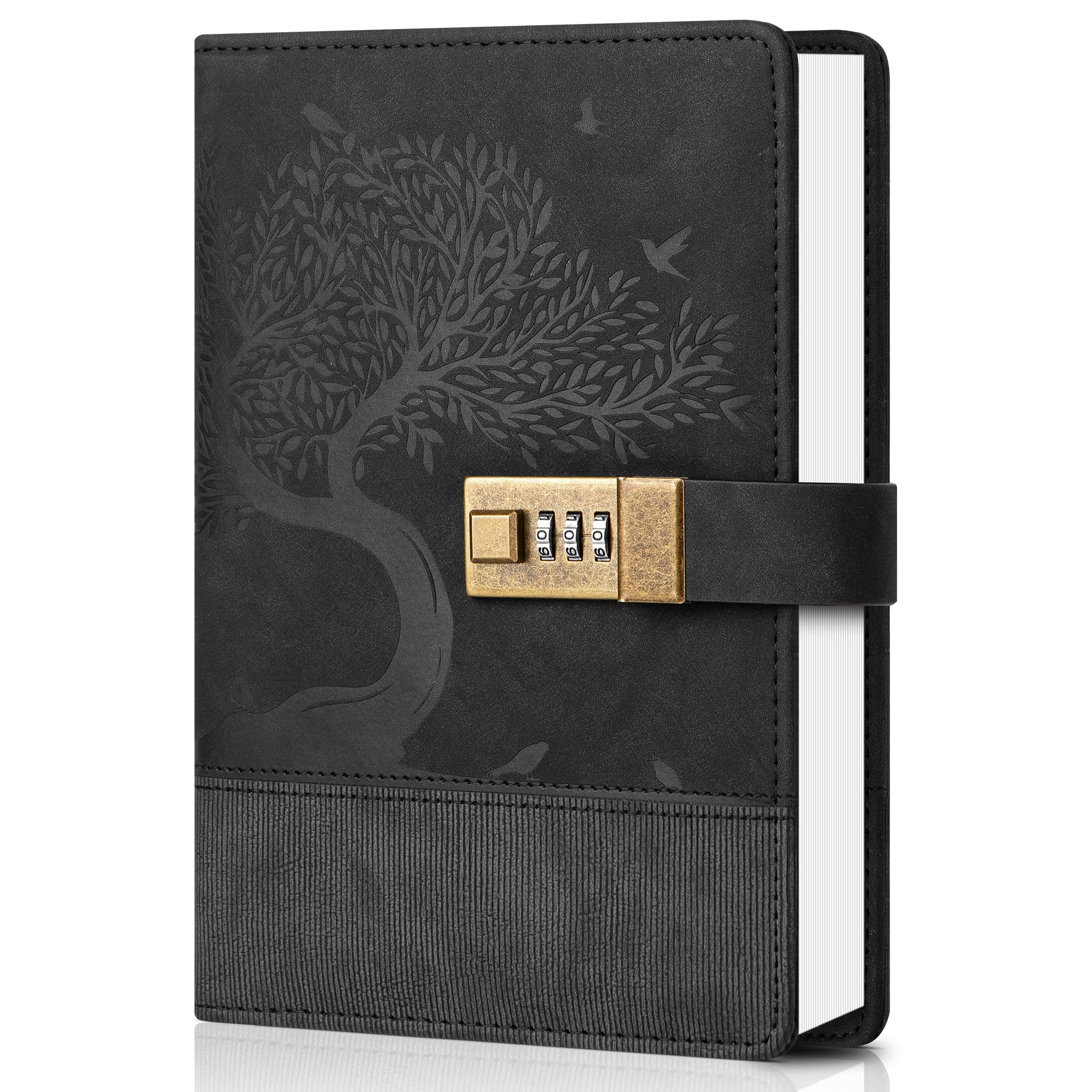 MINICAGIE Vintage Diary with Lock for Women Men 256 Pages Leather Password Journal with Lock A5 Locked Journals for Writing Note Taking, 5.9x 8.3 in,