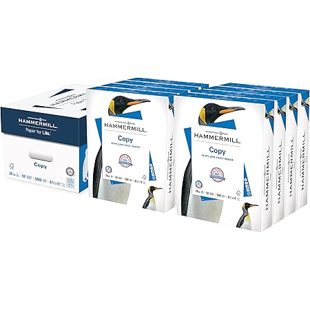 Hammermill Printer Paper, 20 Lb Copy Paper, 8.5 x 11 - 8 Ream (4,000 Sheets) - 92 Bright, Made in the USA
