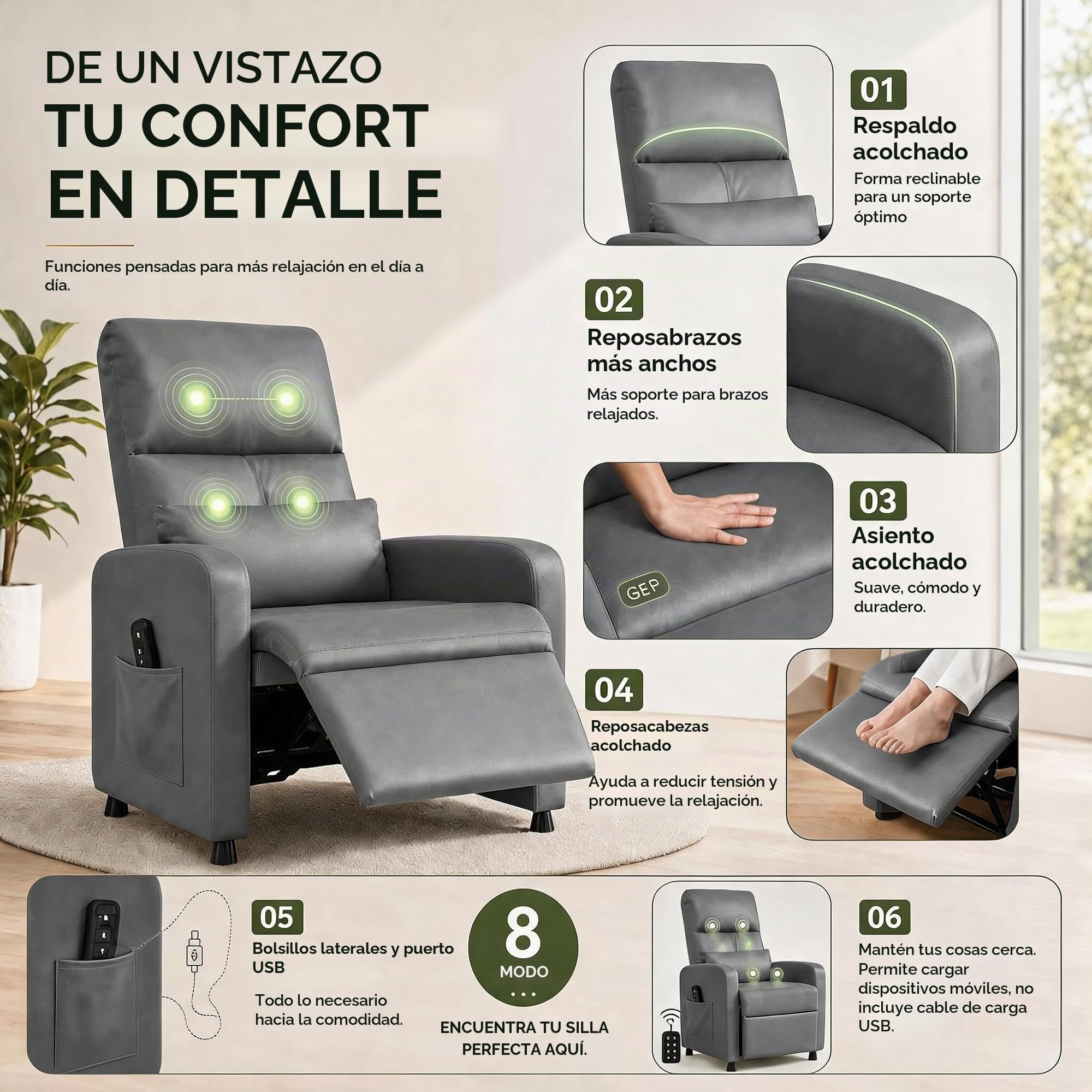 Sillón Relax Eléctrico con Masaje y Calor