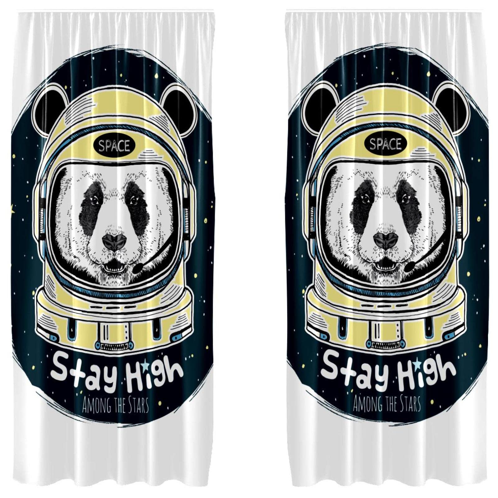 Rideaux occultants de chambre motif Panda Space dimensions 140 x 213 cm