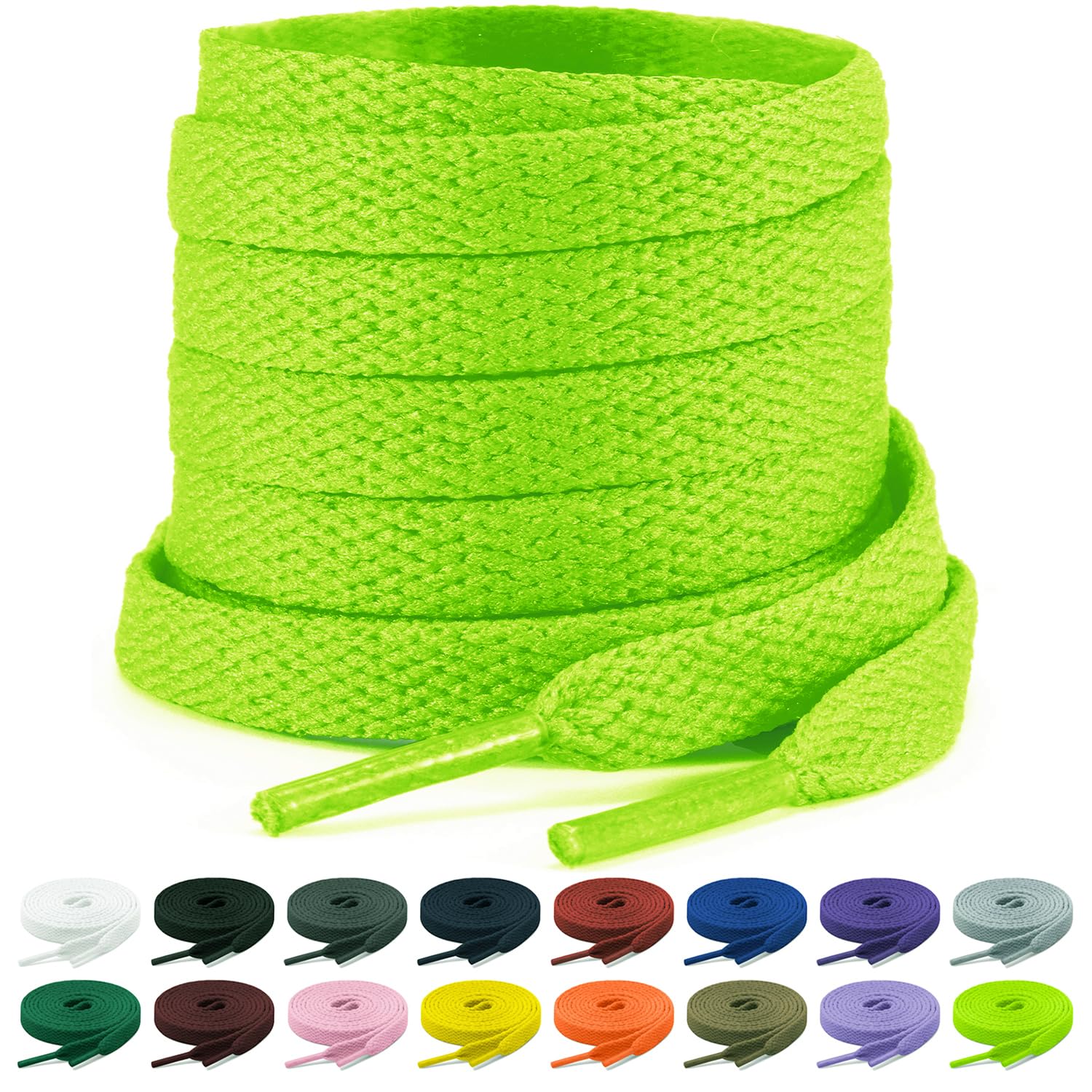 Shecret 2 Paar Flache Schnürsenkel, 8mm Breite Schnürsenkel, Flache Schnürsenkel Ersatz Reißfeste Schuhbänder für Turnschuhe, Laufen, Erwachsene, Kinder, Polyester
