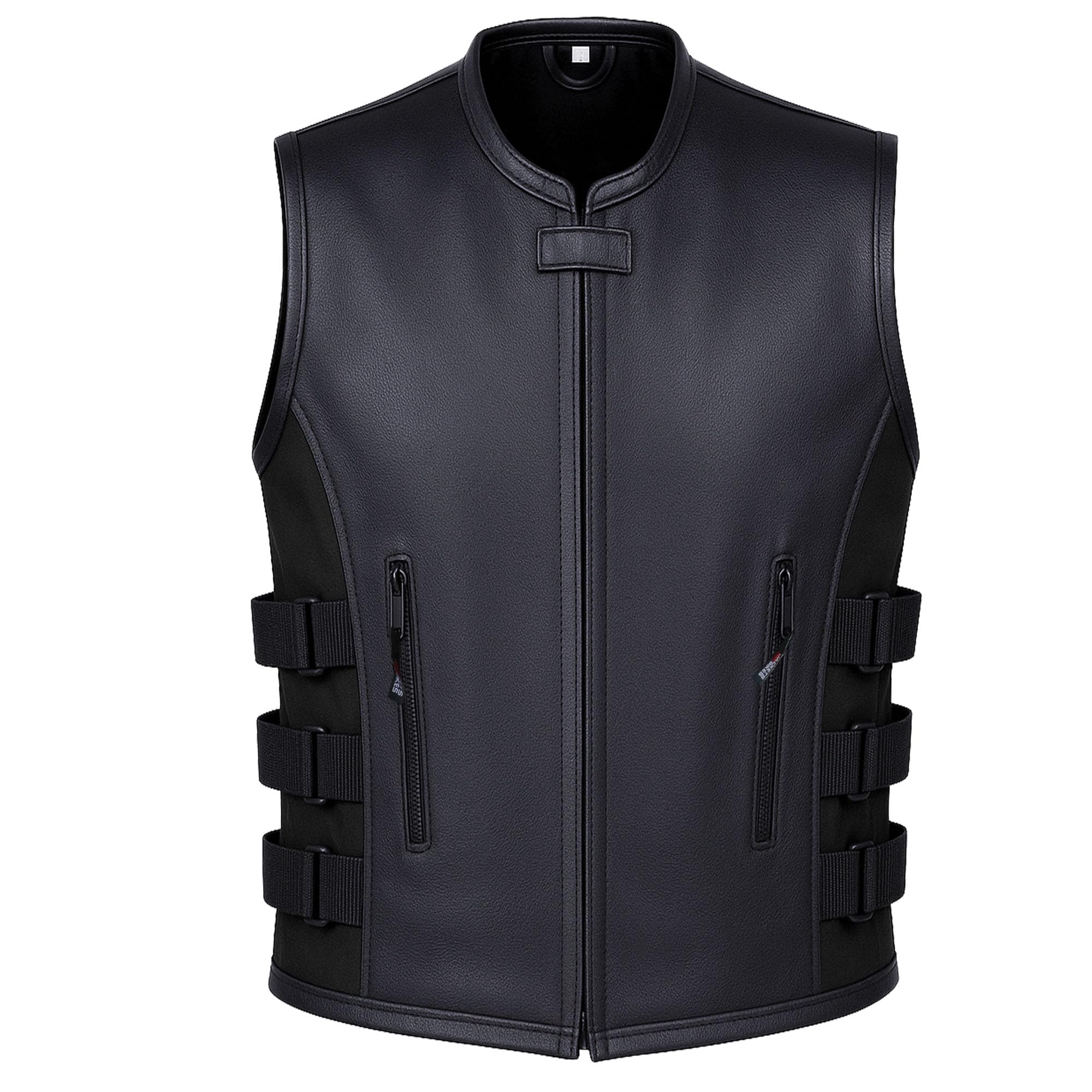 Jackets 4 Bikes Chaleco de piel ajustable para hombre con diseño de motocicleta, color negro