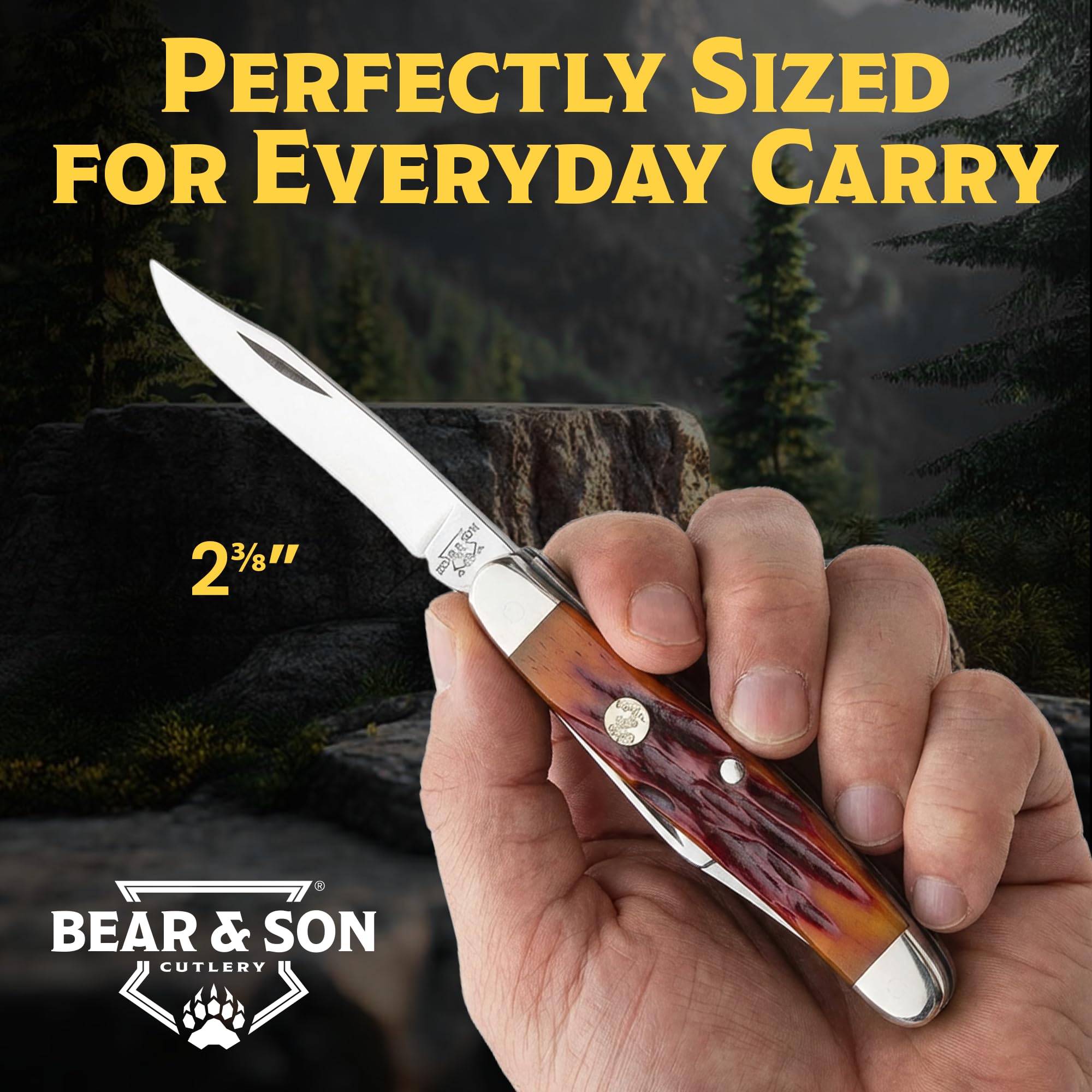 Bear & Son – scyzoryk – seria 4. – długość po złożeniu: 8,89 cm – Medium Stockman