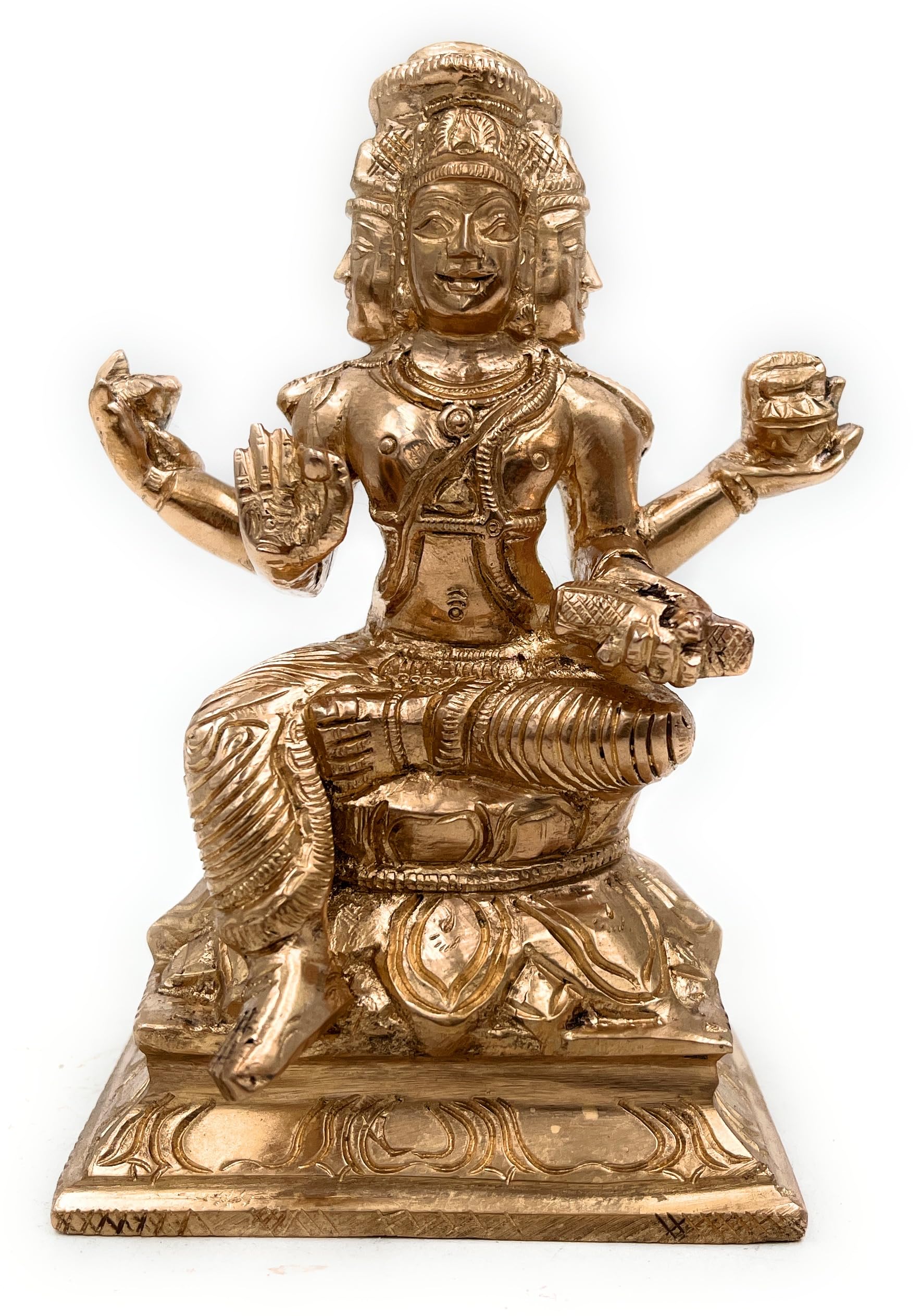 GenericSouth Indian Arts Bronze Brahma Idols, Panchadhatu Lord Brahma Ji Ki Murti, Brahma Sculpture,Gold, 5 Inch, 1 Piece