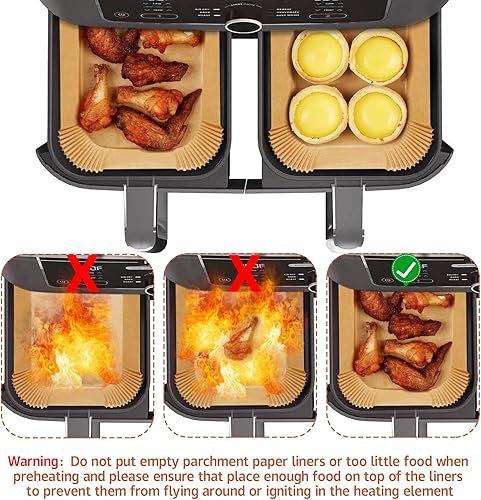 Miniatura 3 de Ninja Dual Air Fryer Liners - 125 hojas de pergamino antiadherentes, rectángulo de 8.6 x 5.5 pulgadas