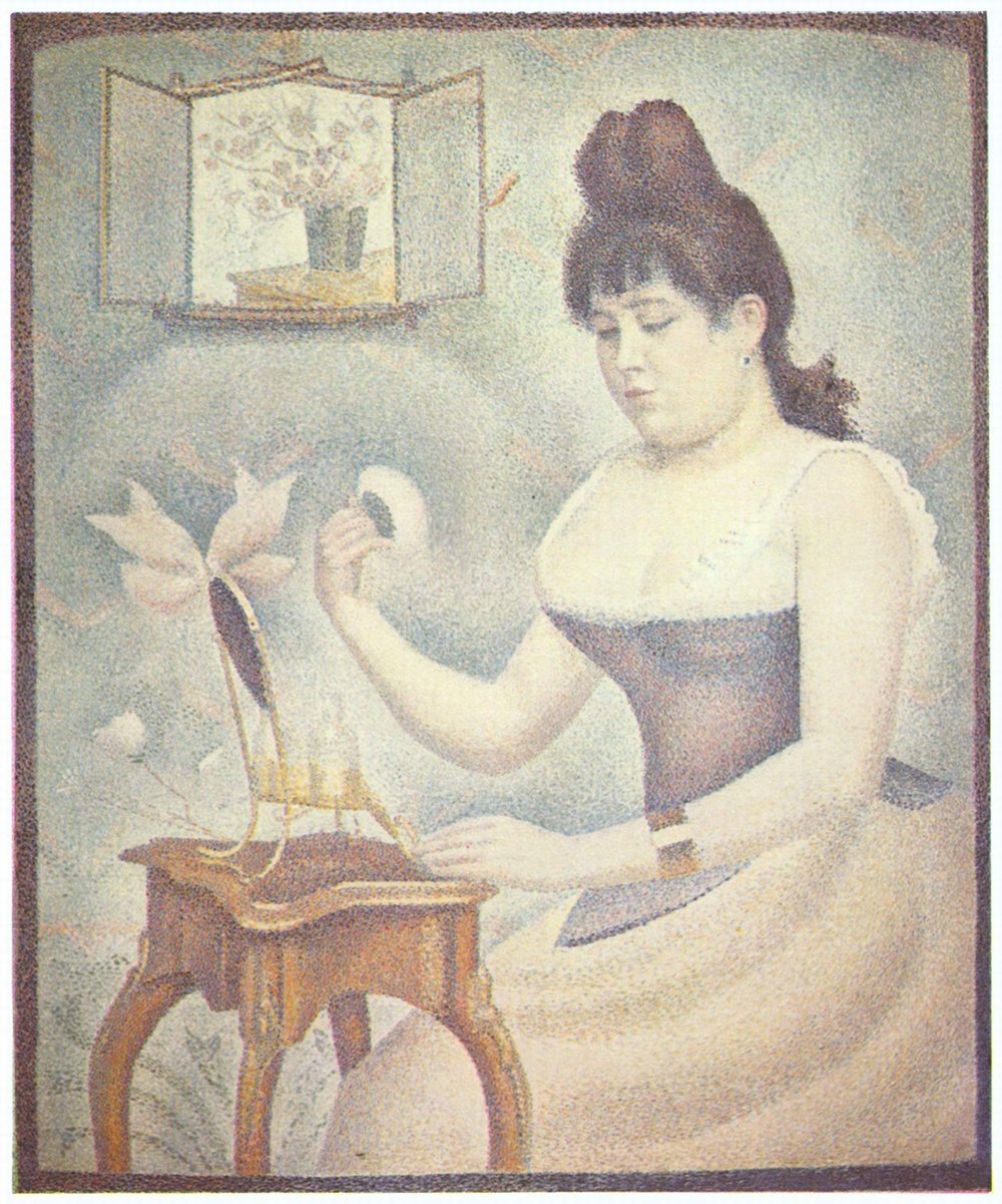 Cuadro de Georges Seurat Woman at Desk, lámina mate pequeña para decorar tu despacho en casa
