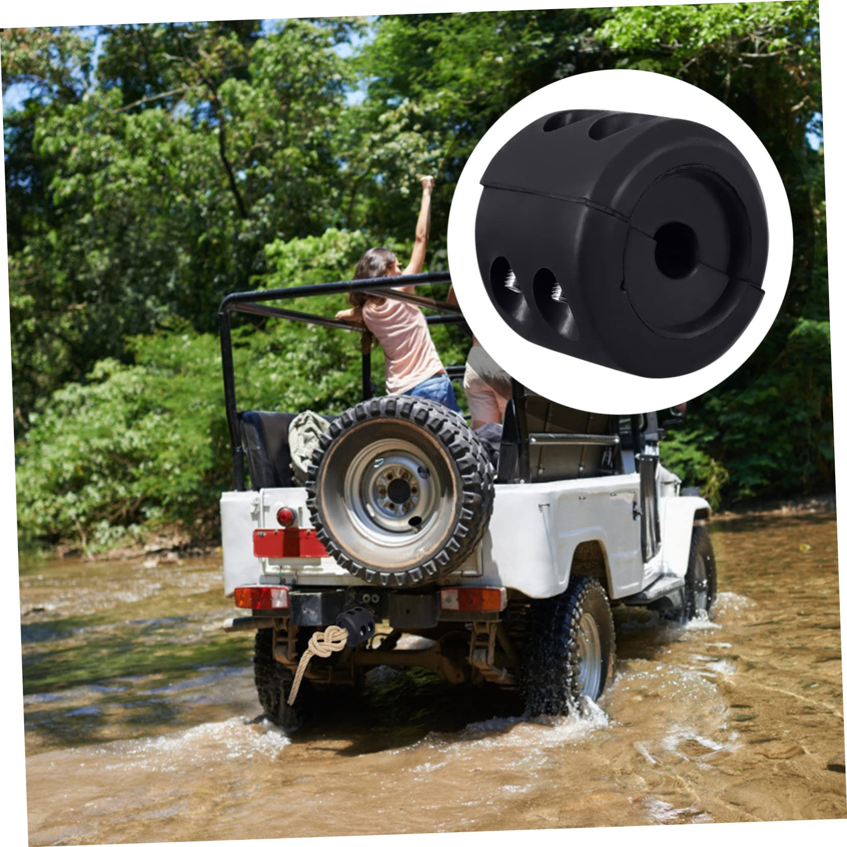Butée de Crochet Protection Solide Prolongeant la Vie du Crochet Treuil en Caoutchouc Noir pour Câble de Treuil ATV Utv Compatible Cordes Synthétiques