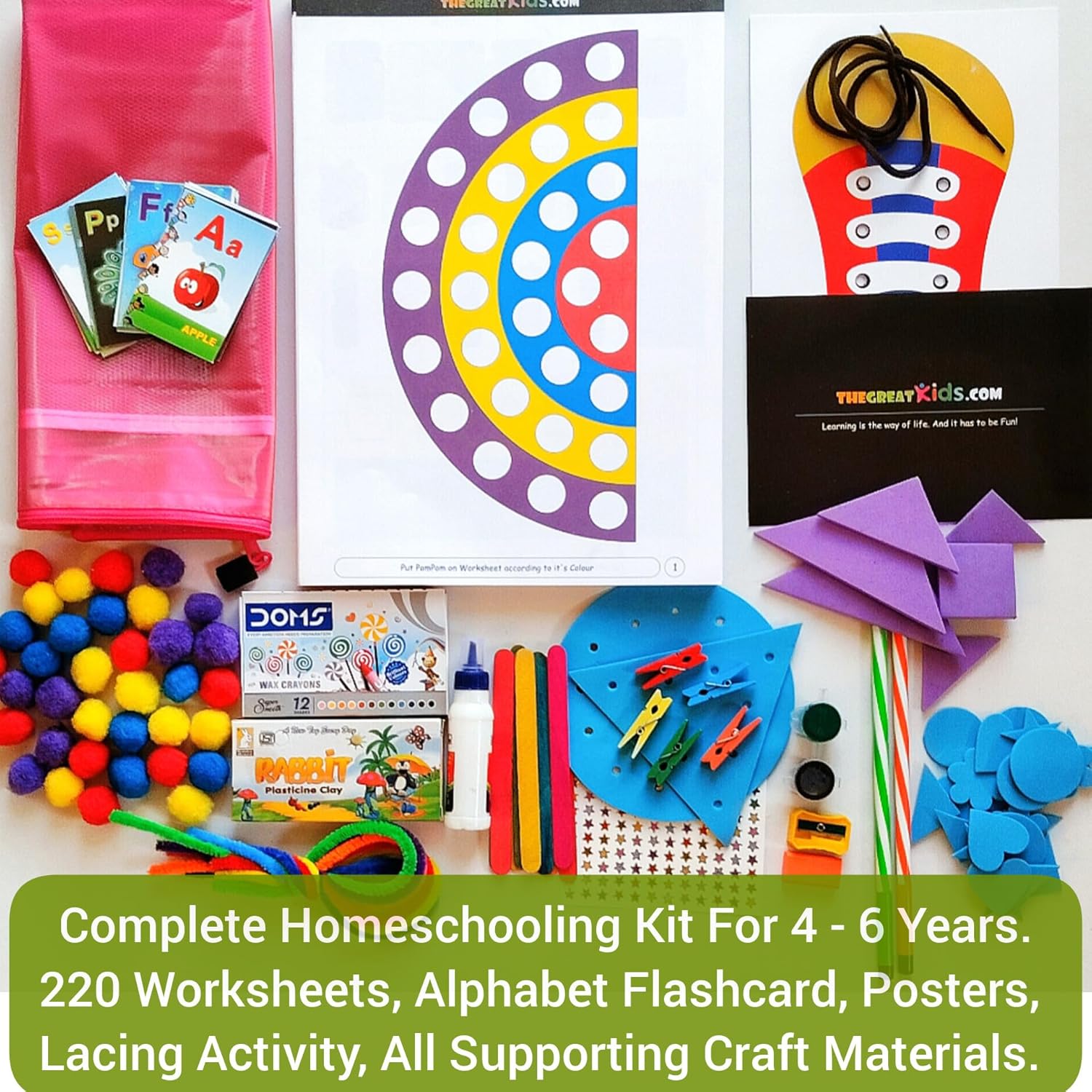 220 Homeschooling Activity Workbook for 4, 5, 6 Year Kid, English, Maths, Science, Handwriting Practice, Pencil Control, Early Learning, Toddler, Pre K, Kindergarten, Montessori Curriculum