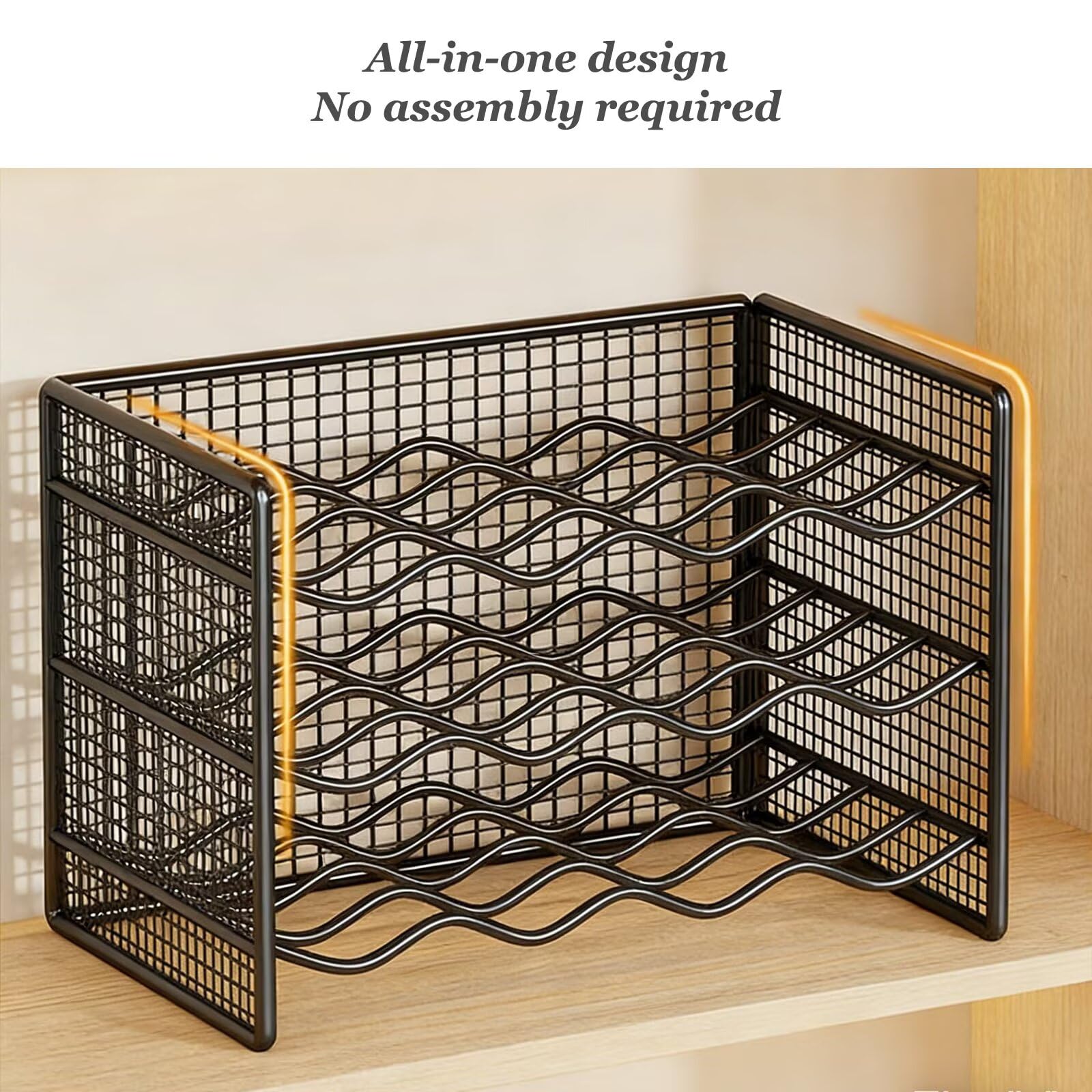 Portabottiglie impilabile Armadio da cucina per bottiglie Frigorifero Portabevande a 2 livelli per soggiorno e dispensa Nero 27 x 20 x 15 cm