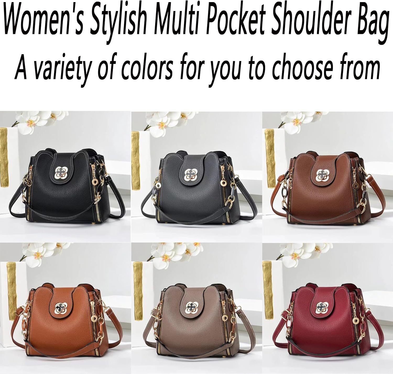 Women's Stylish Multi Pocket Shoulder Bag, Crossbody Bags for Women, Shoulder Handbags Tote Bag with Shoulders Strap
