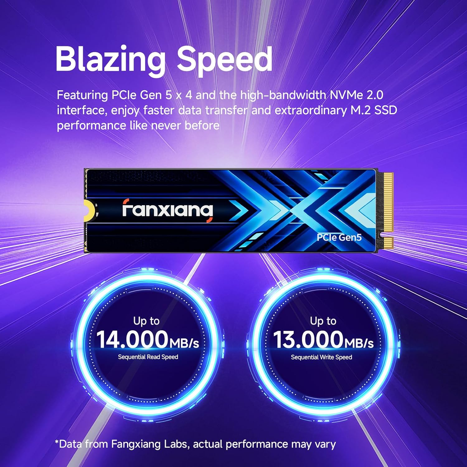 fanxiang 4TB PCIe 5.0 x4 NVMe M.2 SSD,Up to 14000 MB/s,DRAM Cache and SLC NAND,High Performance Solid State Drive for AI Applications, Gaming, PC, Laptop