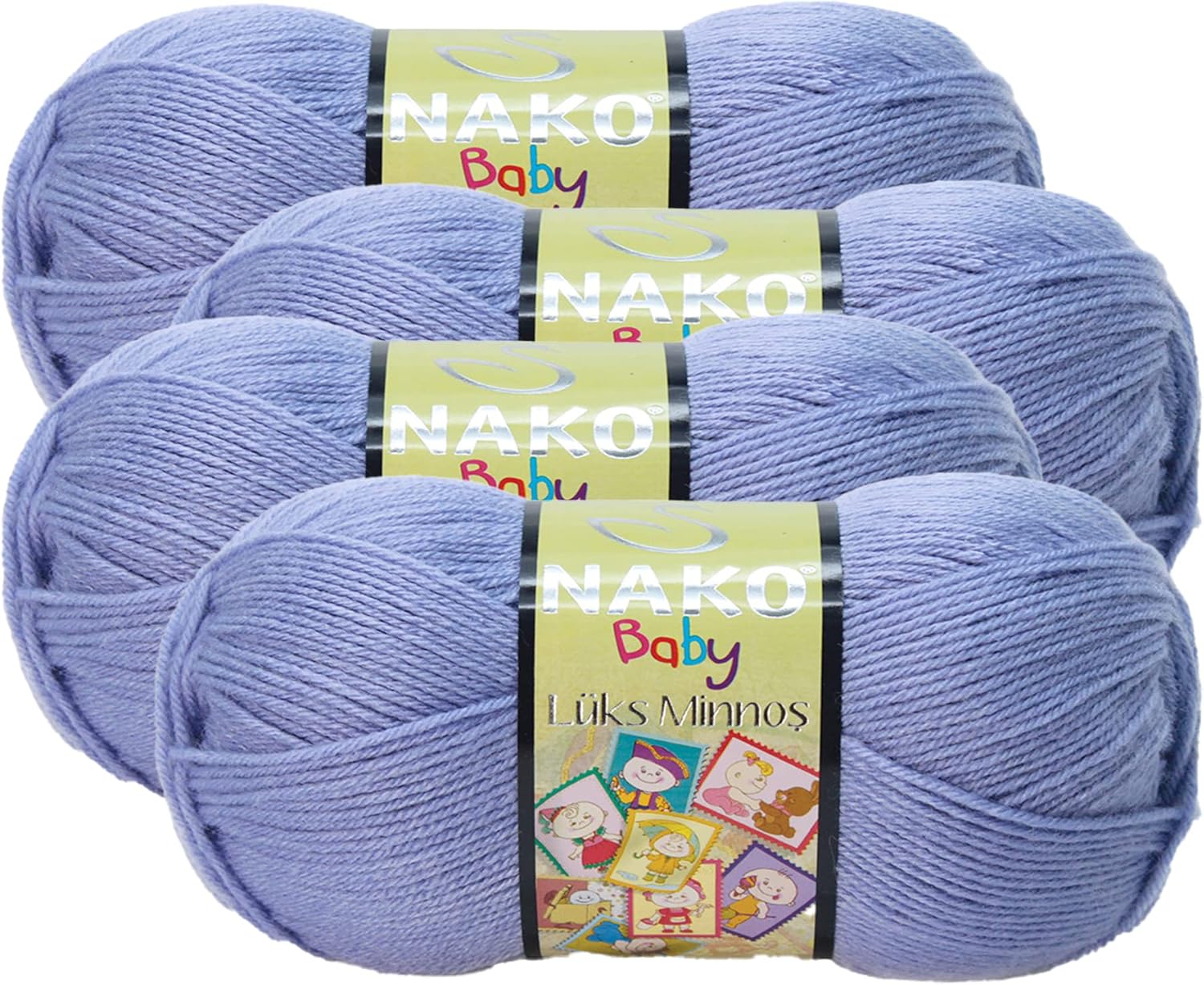 Nako Lüks Minnoş,Baby Knitting Yarn,(4Balls) Each Skein(Ball) 3.53 Oz (100g), %65 Premium Akrilik, %35 Polyamid,Knitting Yarn You Can Use in Autumn, Winter, Spring, Summer Seasons Lilac 237