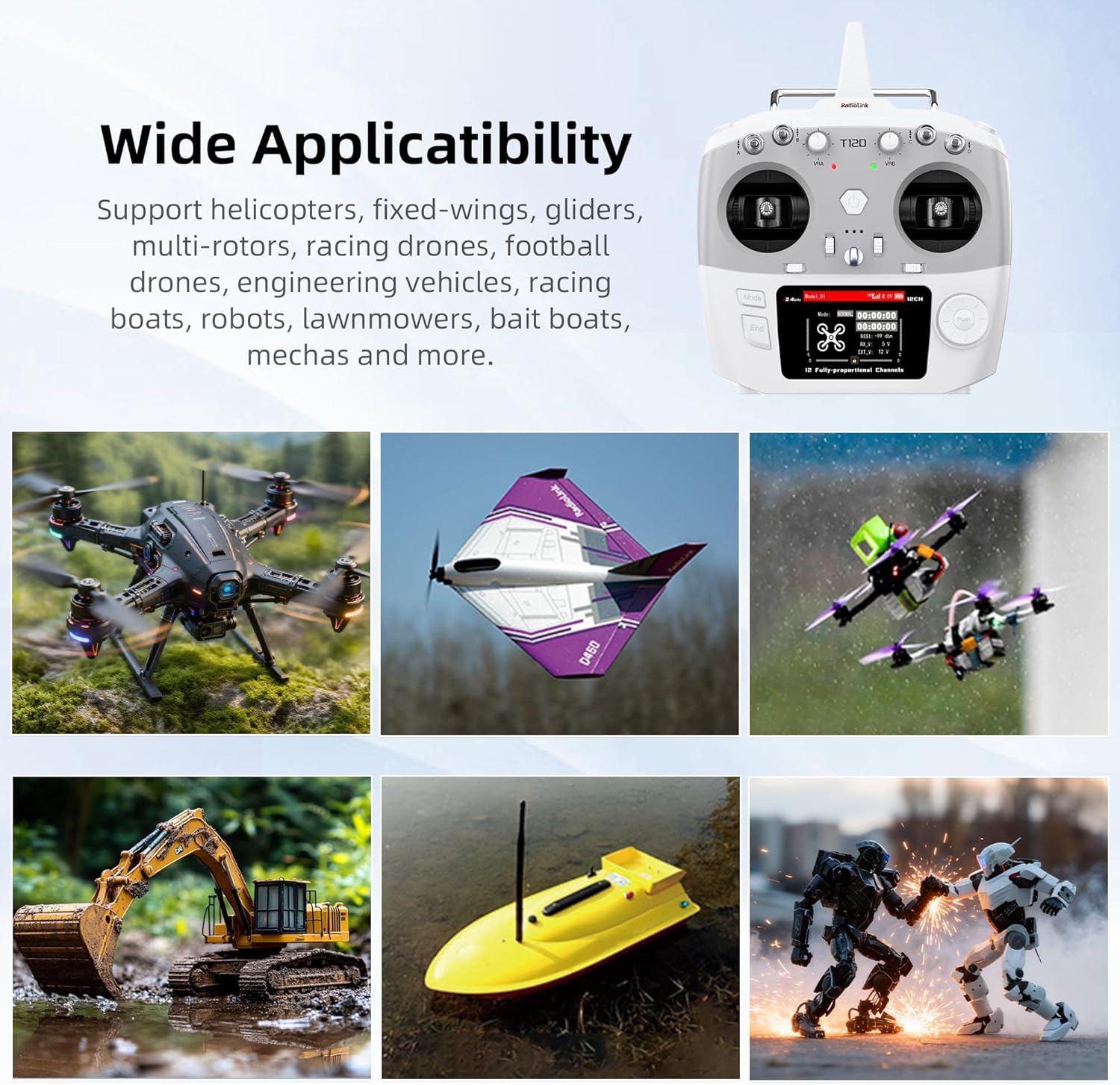 Radiolink T12D 12 Channels Transmitter with key features listed