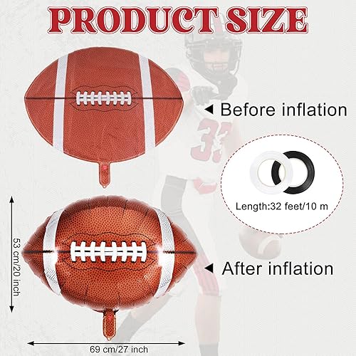 Miniatura 9 de Juego de globos de fútbol, globos de Mylar de papel de aluminio de fútbol y globos de campo de fútbol, globos de Super Bowl para decoración de Super
