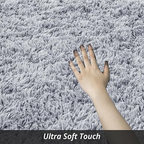 Miniatura 69 de HOMBYS Alfombra lanuda de 9 x 12 pies, alfombra de felpa ultra mullida de piel sintética grande para sala de estar, dormitorio, alfombra mullida