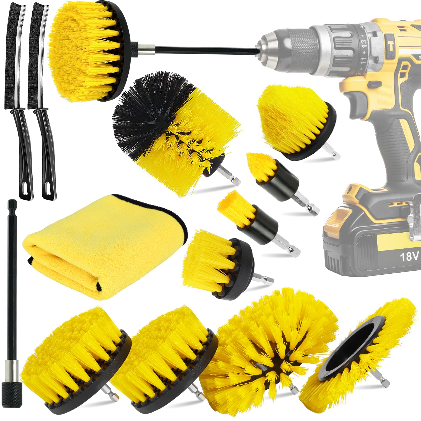 Set Spazzole Per Trapano MWZEAUL - 13 Pezzi, Per Pulizia Casa, Auto, Piastrelle - Foto 8