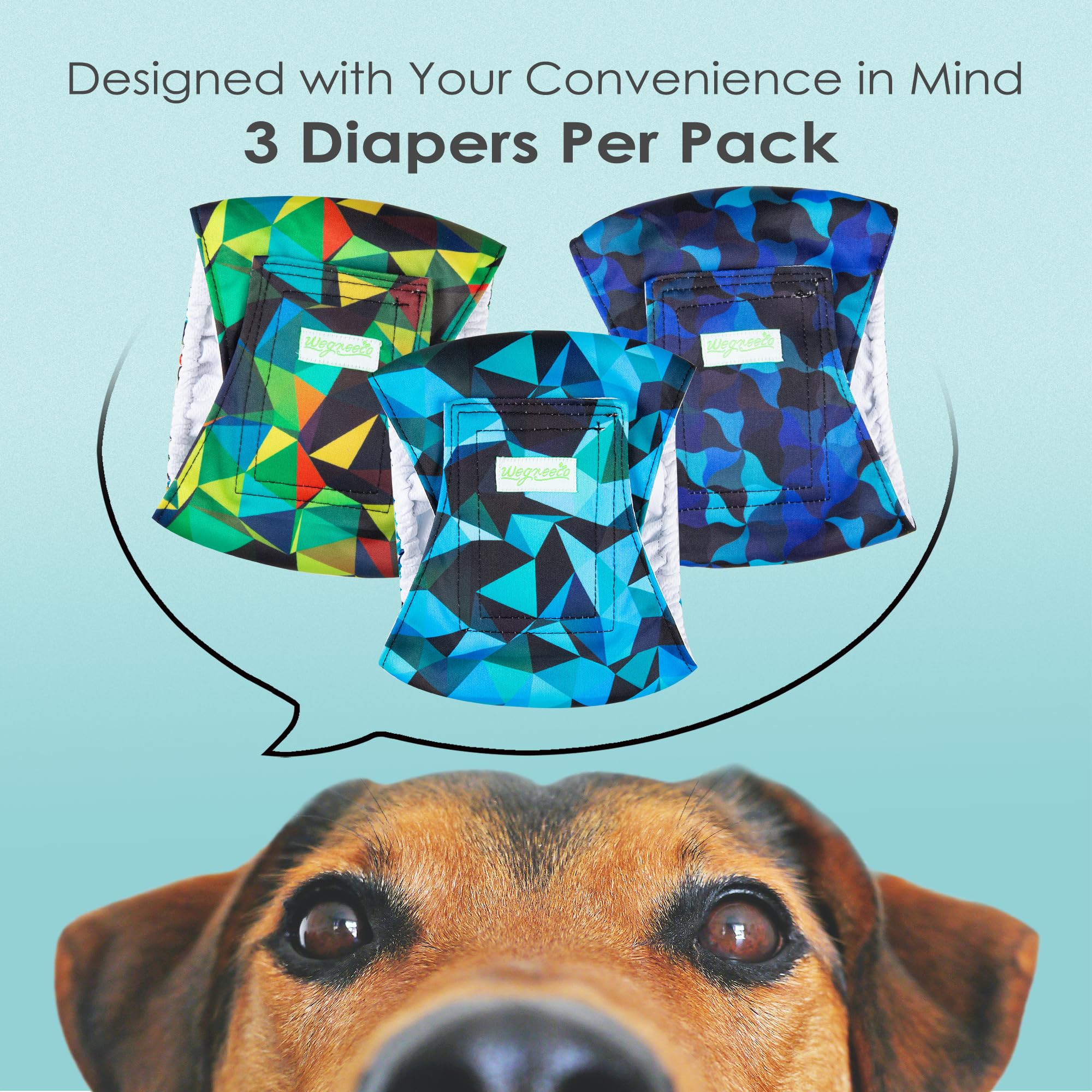 wegreeco Pañales lavables para el vientre para perros machos (patrón elegante), paquete de 3, pañales para perros machos (azul geométrico abstracto, talla XXL)