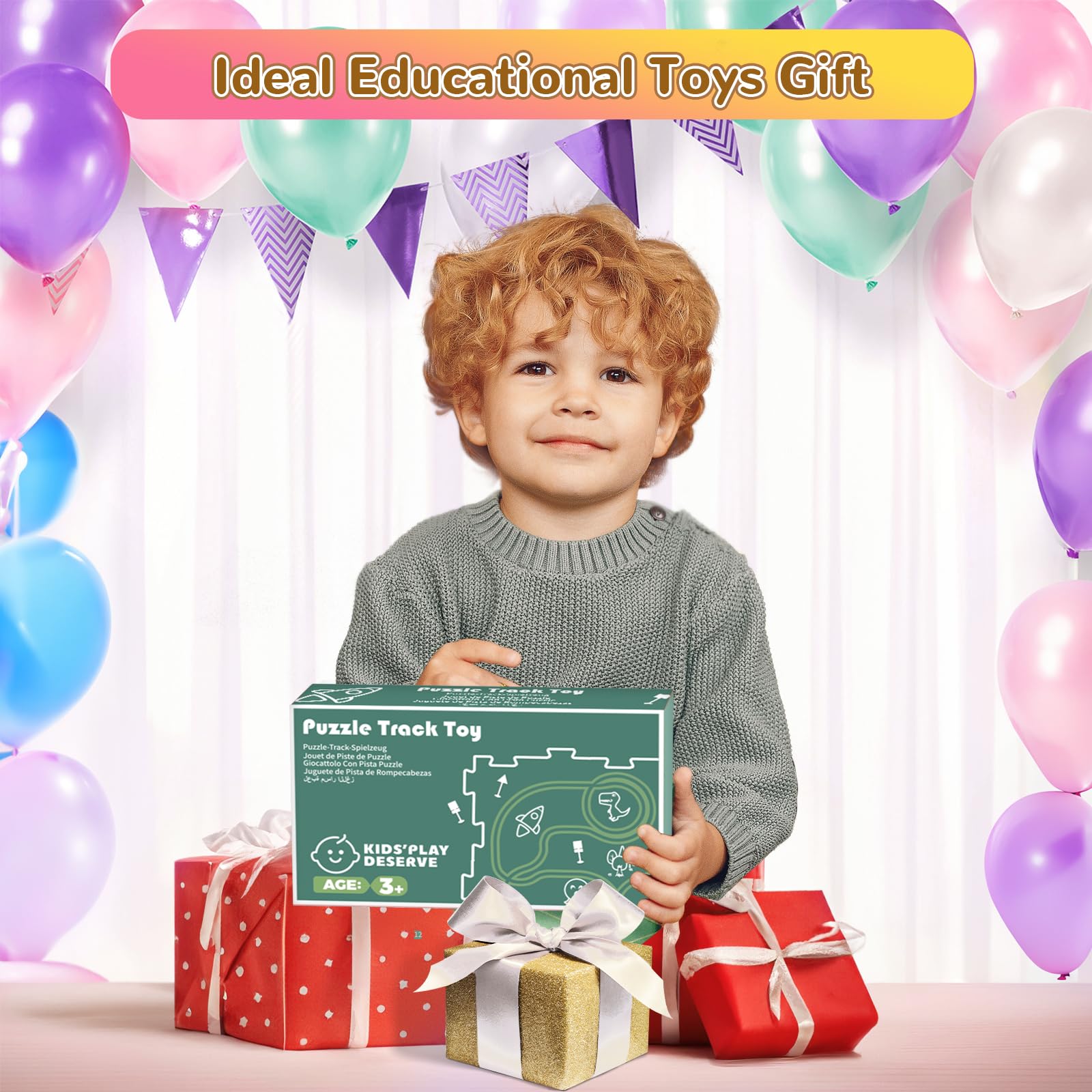 Puzzle Pista Macchinine Giocattolo per Bambini 3 4 5 anni DIY Pista del Puzzle Circuito Auto Montessori Giocattoli Educativi per 3 4 5 6 anni Ragazzi Ragazze Bambini