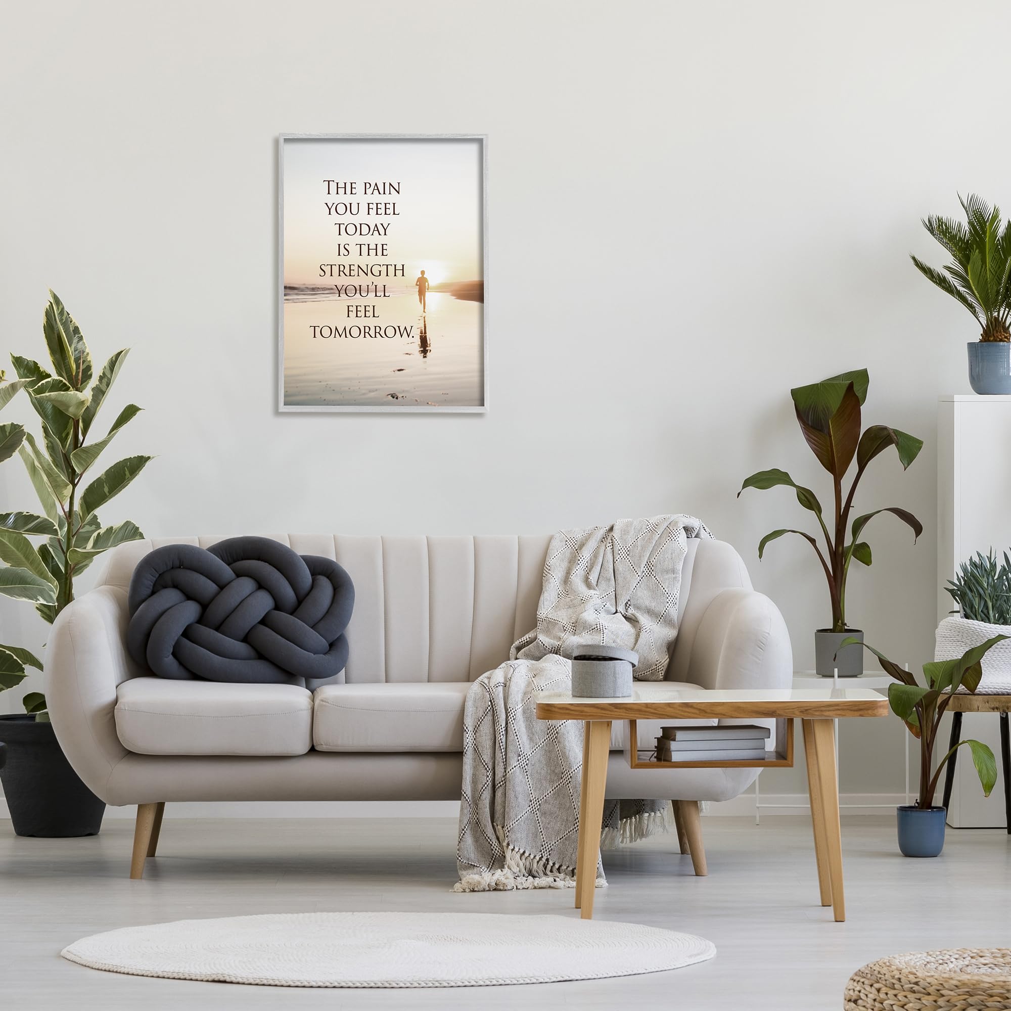 Stupell Industries El dolor se convierte en la fuerza frase enmarcada Giclée Art por Steve Hunziker