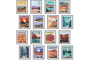 Gersoniel 16 Pieces National Park Posters Vintage - Mountain Posters for Living Room Bedroom Decor