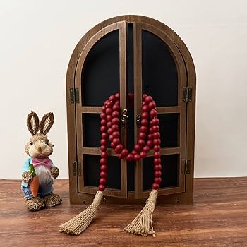 Qinfly Wood Bead Garland With Tassels,48in Beech Wooden