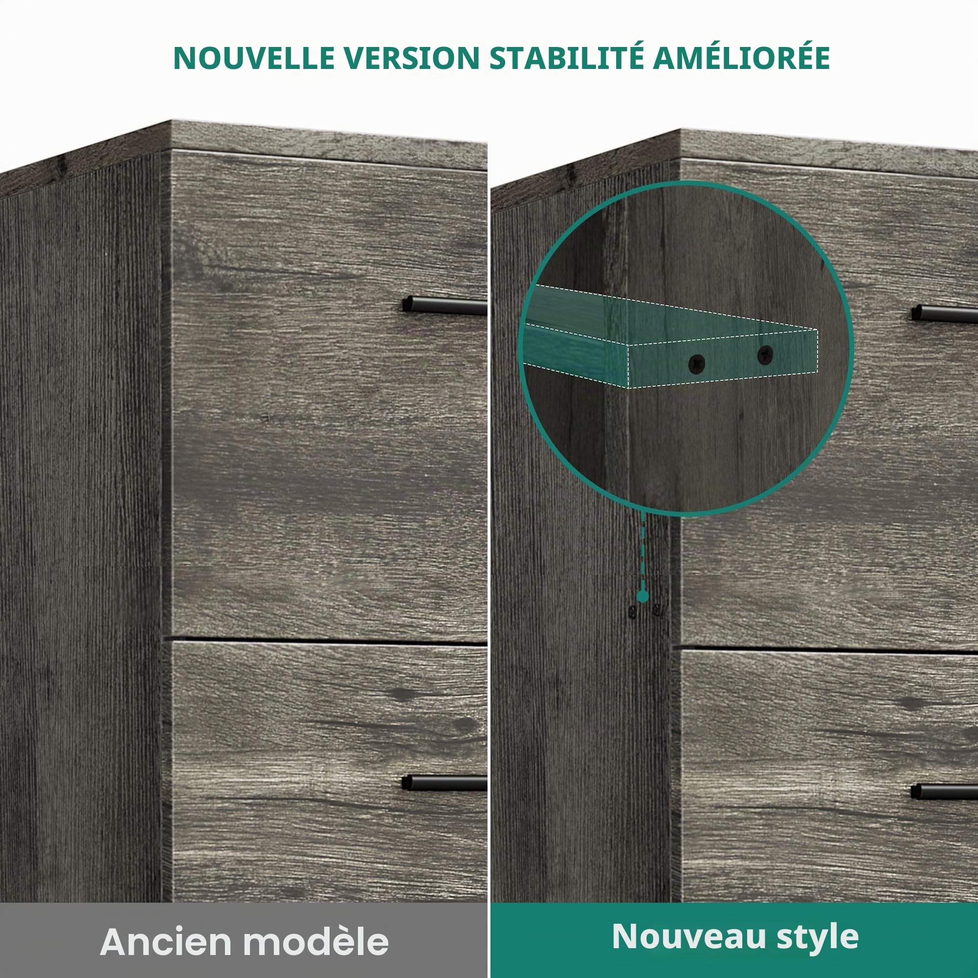YITAHOME Armoire de Bureau à 4 tiroirs, verrouillable, 130,7 cm de Profondeur, pour classeurs de Format A4, pour la Maison et Le Bureau, Grise