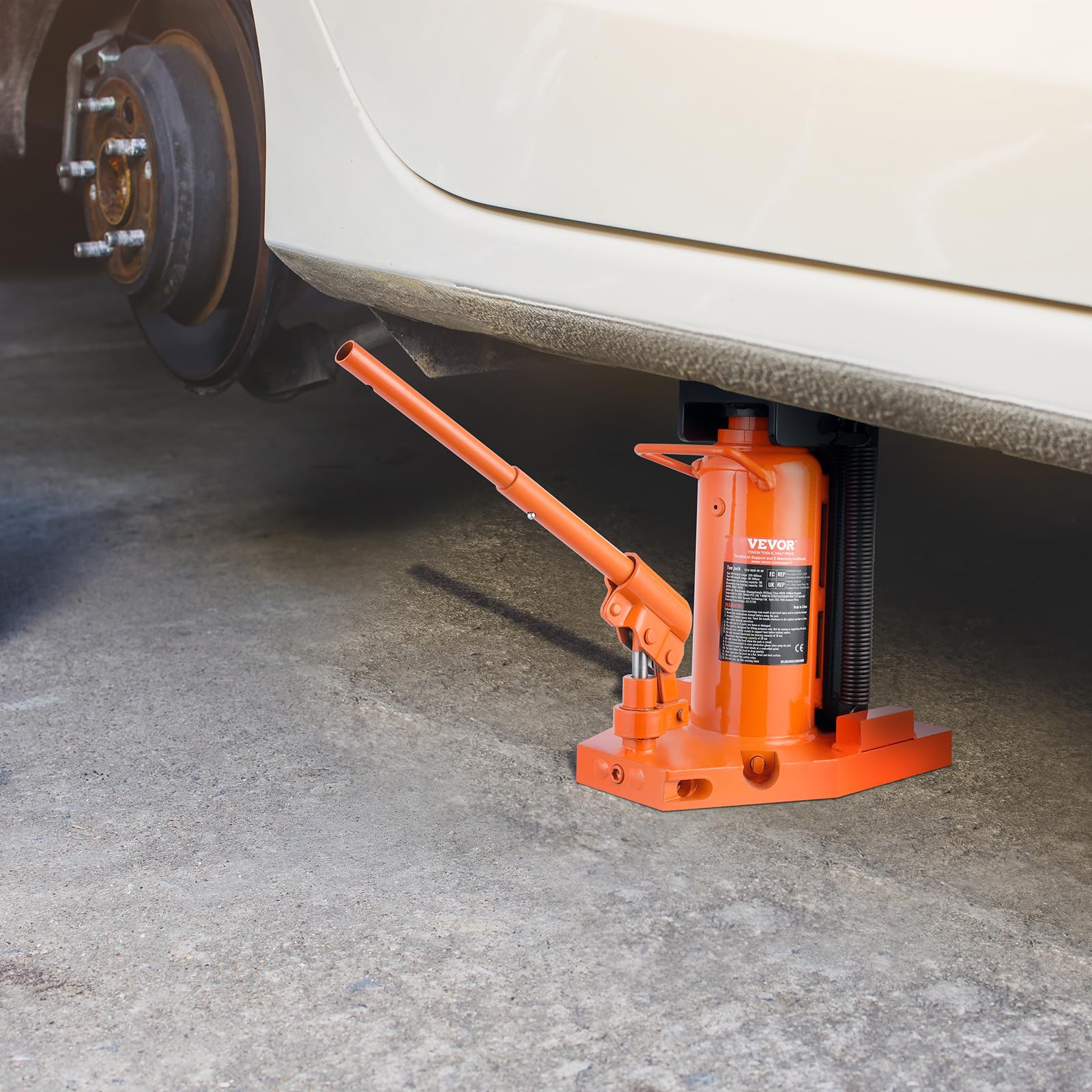 VEVOR Gato hidráulico, plataforma elevadora de 5 t en la punta, capacidad de elevación de 10 t en la punta, altura de los dedos de 20 a 173 mm, altura superior de 287 a 440 mm, gato hidráulico de aire
