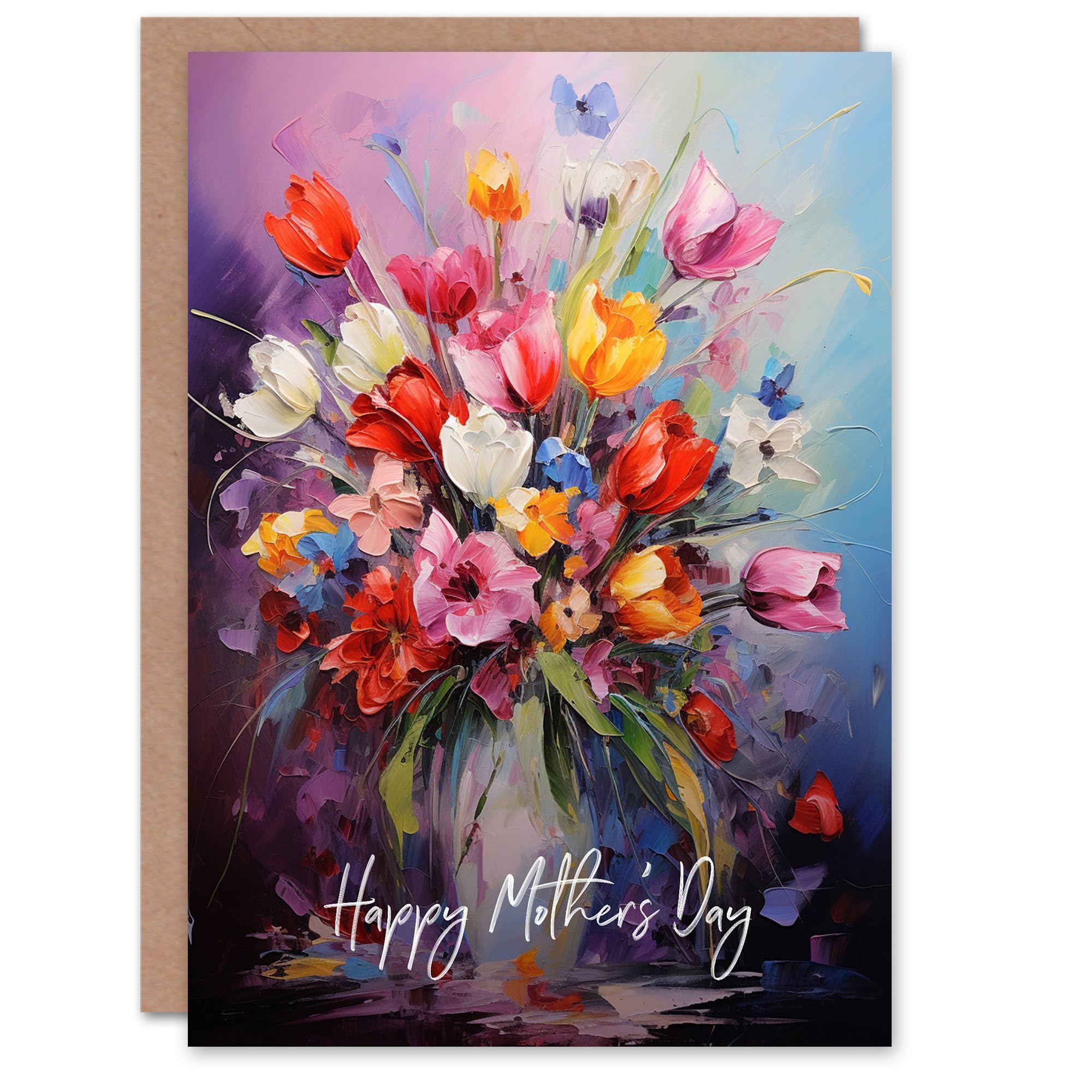 Artery8 Mother's Day Greeting Card Vibrant Spring Flower Bouquet Vase For Mum
