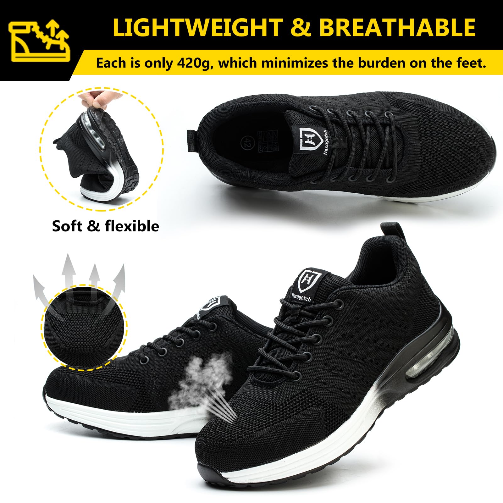 Baofular Scarpe Antinfortunistiche Uomo Donna Leggere Scarpe da Lavoro Comode Scarpe Sicurezza Antiscivolo Traspiranti