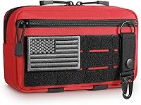 Vista 10 de Funda táctica Molle Admin Pouch Utility de corte láser EDC, bolsa de herramientas, fundas modulares horizontales, incluye parche de la bandera