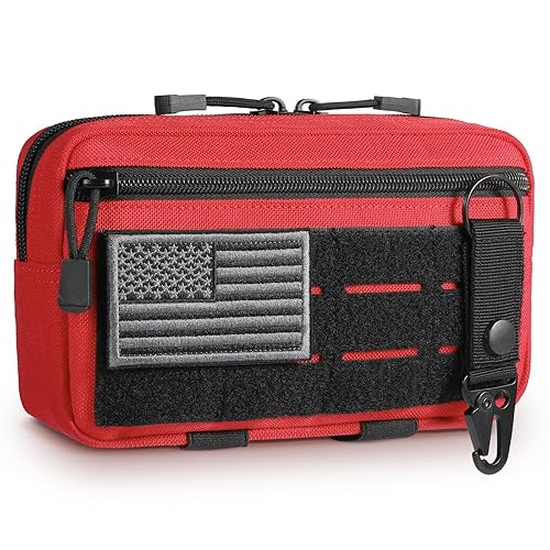 FRTKK Tactical Molle Admin Pouch Utility Laser Cut EDC Tool Pouch Bag Horizontal Modular Pouches Include US Flag Patch and Keychain