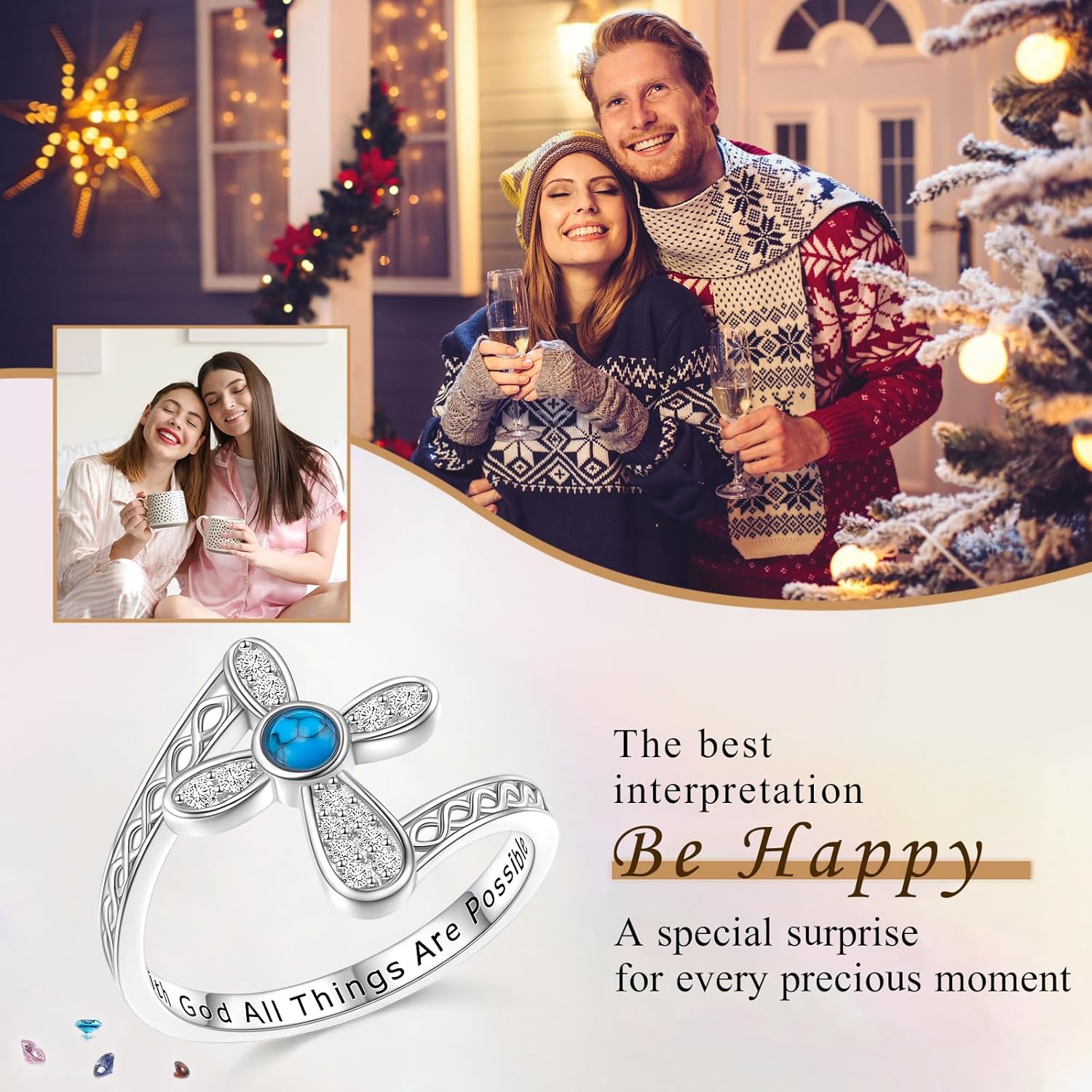 Cross Ring with Turquoise 925 Sterling Silver With God All Things Are Possible Christian Band Ring Inspirational Faith Bible Verse Cross Religion Jewelry for Women Friend Thanksgiving Christmas Size 7 - Image 7