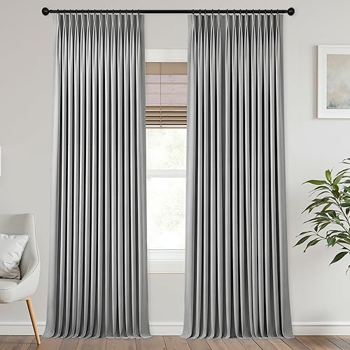 Miniatura 42 de Mrs.Naturall Cortinas Opacas Beige Crema de 96 Pulgadas de Largo Juego de 2 Paneles, 8 Pies 8 Pies Cortinas Plisadas Pinzadas Oscurecedoras de Beige