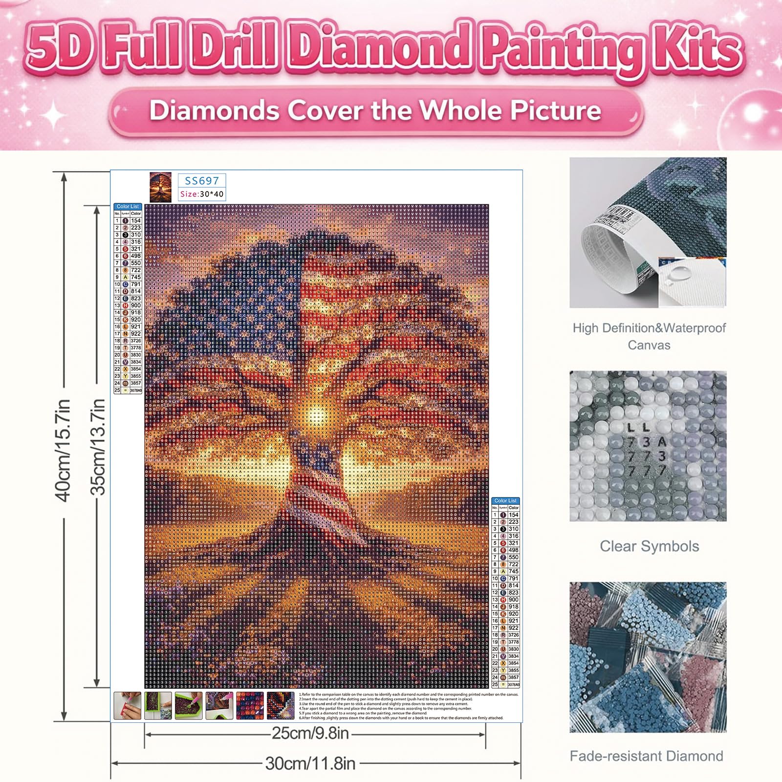 Diamond Painting Kit - American Flag Tree of Life -5