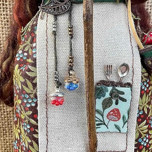 Miniatura 9 de Muñeca de bruja de cocina hecha a mano, muñeca de bruja para colgar en la decoración de la puerta, decoración colgante de bruja de la suerte para