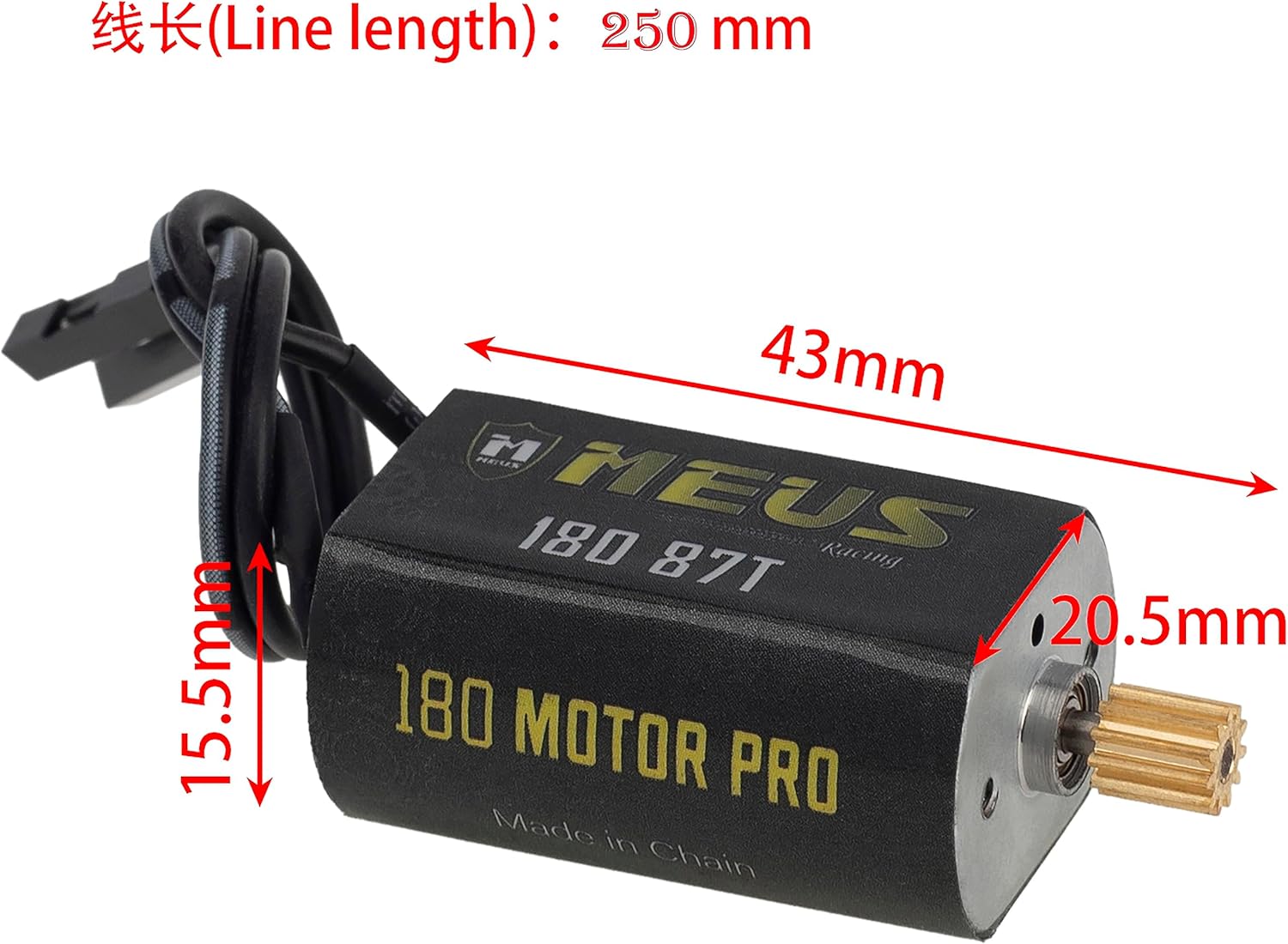 MEUS RACING TRX4M Motor 87T 180 Pro Brushed Motor with Brass Pinion Gear for TRX4M Defender/Bronco/K10/F150 1/18 RC Crawler Upgrades Toy Vehicles and Accessories (87T)