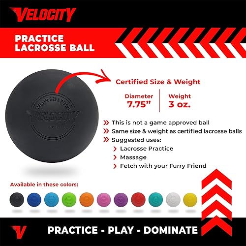 Miniatura 2 de Velocity - Pelotas para lacrosse, paquetes de 6, 12, 18, 24, 36, 60 y 120 unidades, tamaño oficial de NFHS y aprobado por la universidad.