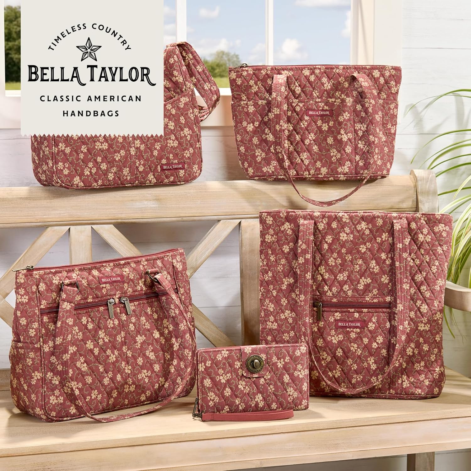 Bella Taylor Slim Card Wallet for Women | Quilted Cotton Fabric Zip Around Credit Card Wallet with RFID Protection | Burgundy Floral - Image 6
