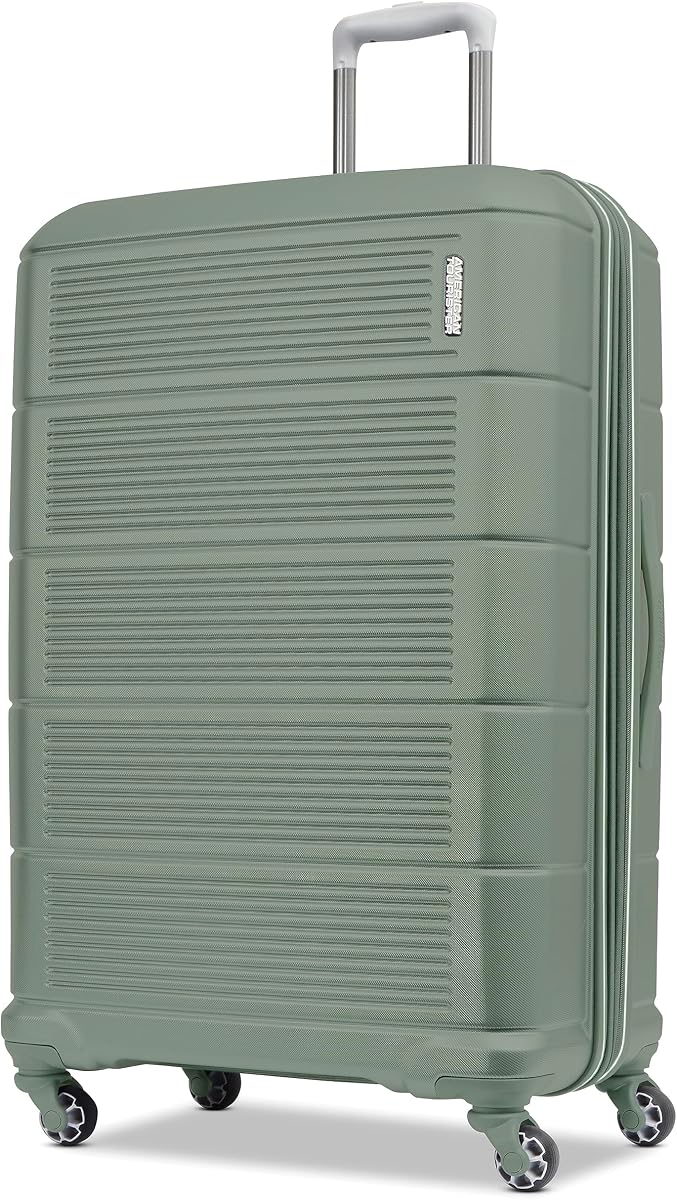 Equipaje rígido extensible Stratum 2.0 con ruedas giratorias, cuadros grandes, verde jade